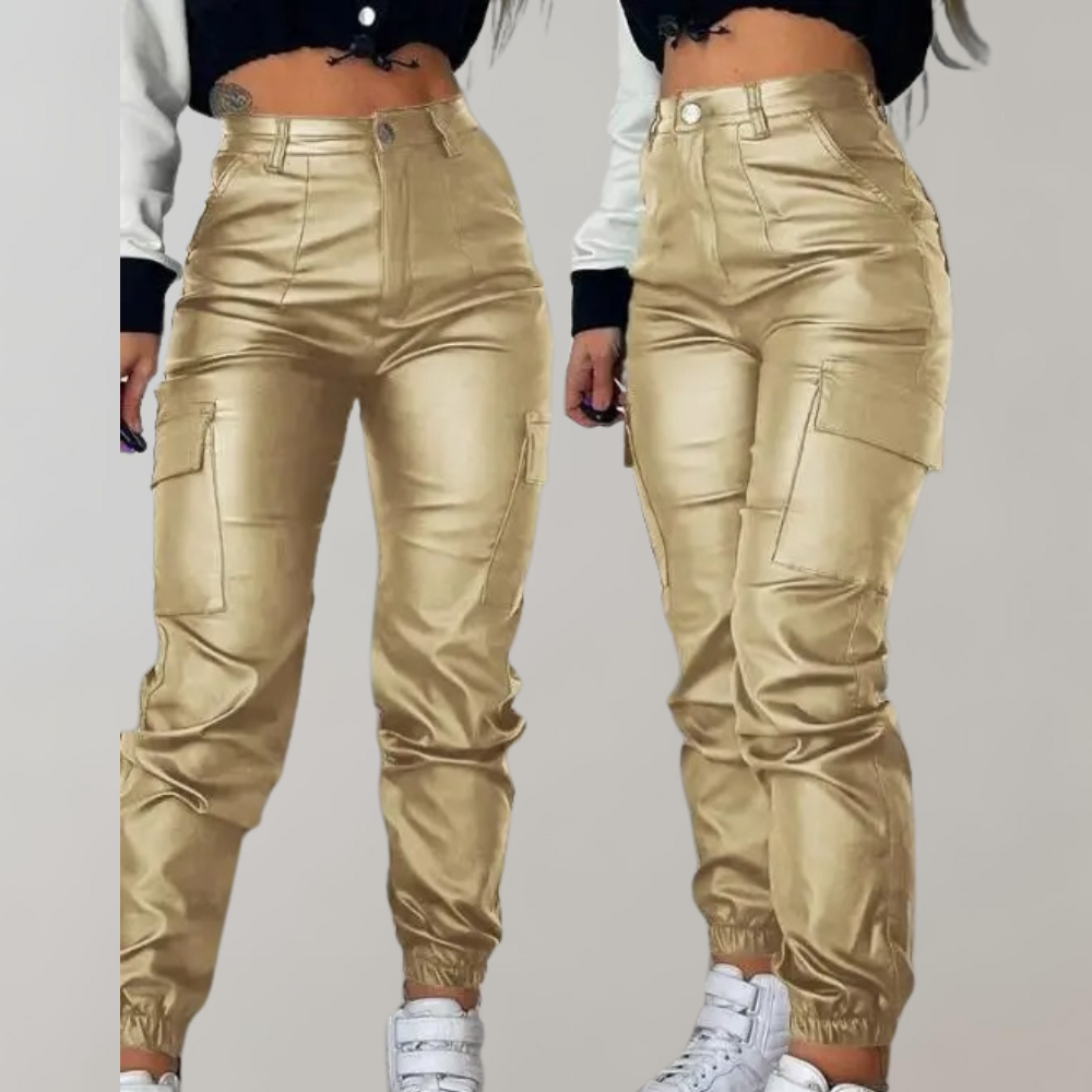 Warm & Versatile women's cargo pants – stylish tapered design, polyester, ideal for winter Yellow Women's trousers - Tophatter Daily Deals