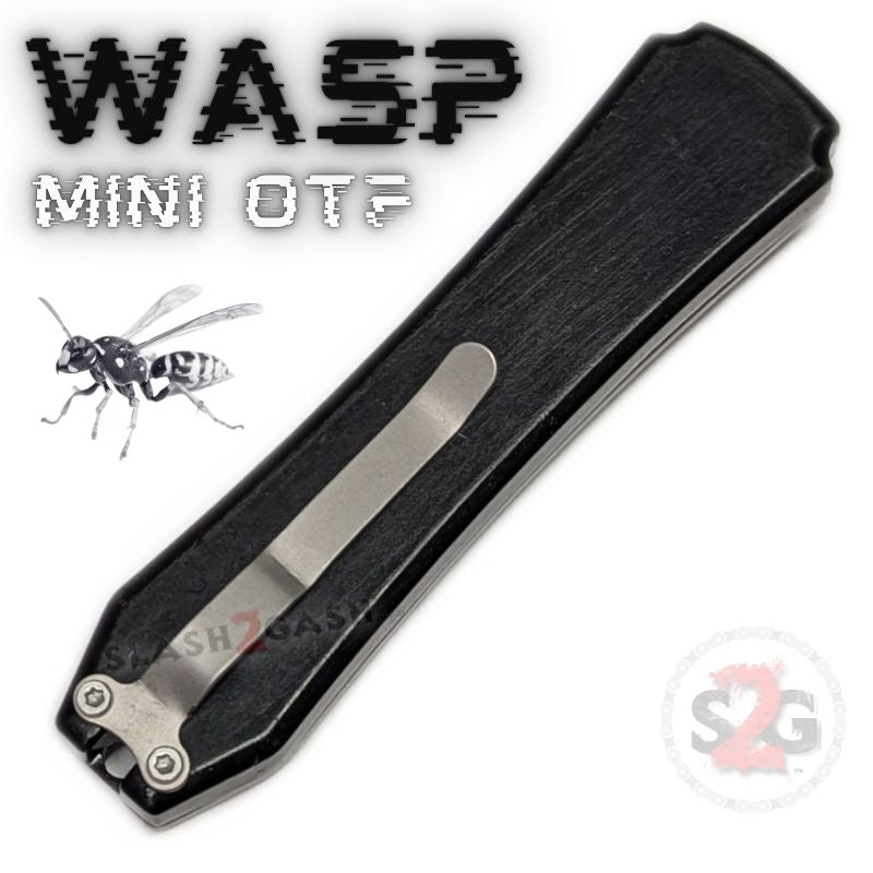 Wasp Mini OTF Knife Small Automatic Switchblade Dagger - Black Silver Knife-OTF - Tophatter Daily Deals