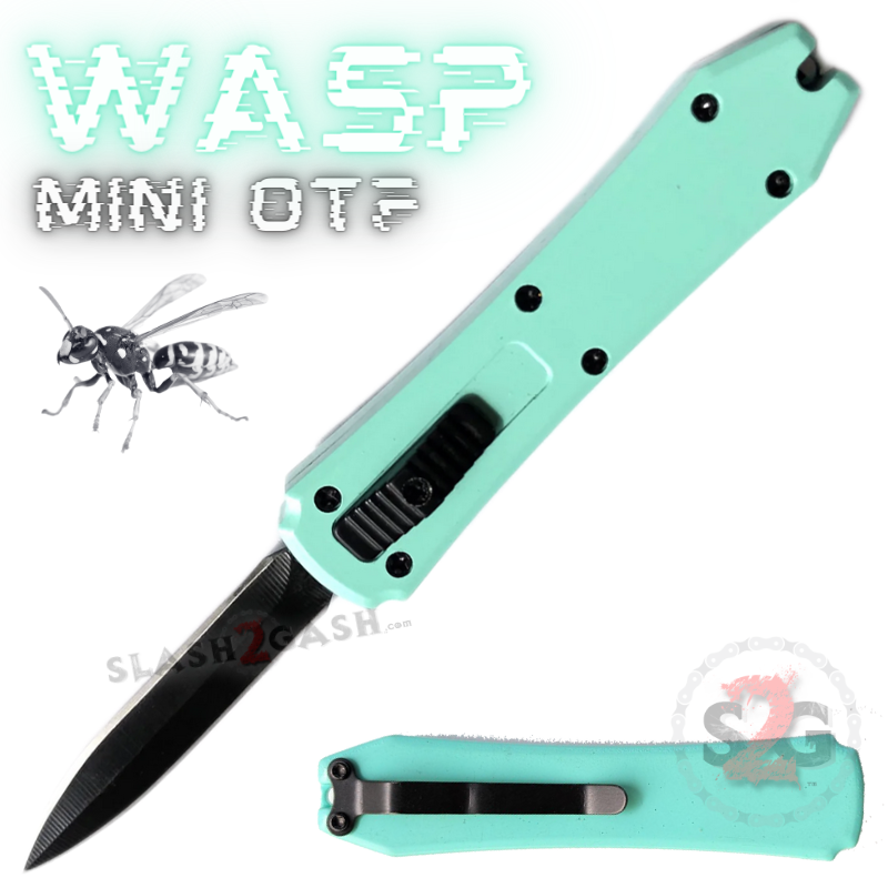 Wasp Mini OTF Knife Small Automatic Switchblade Dagger - Asst. colors Easter Green (Black Hardware) Knife-OTF - Tophatter Daily Deals