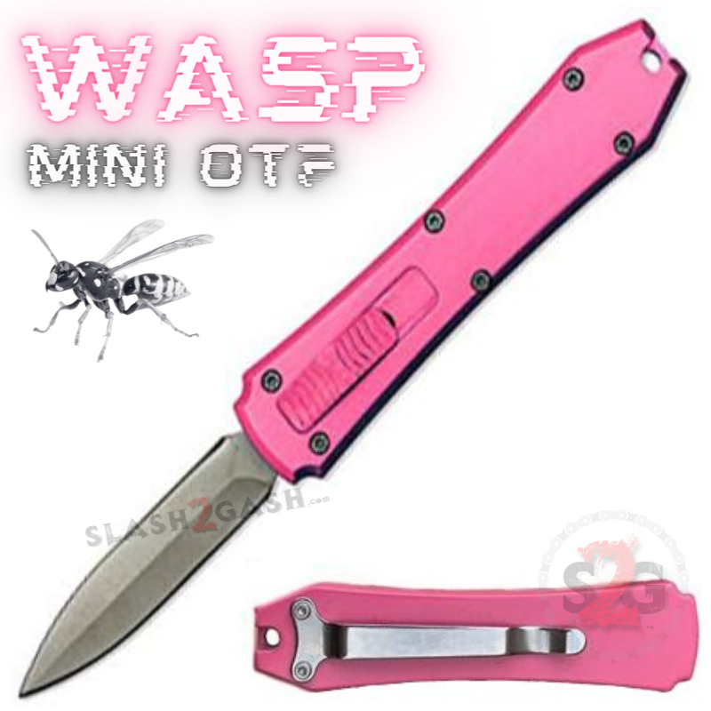 Wasp Mini OTF Knife Small Automatic Switchblade Dagger - Pink Knife-OTF - Tophatter Daily Deals