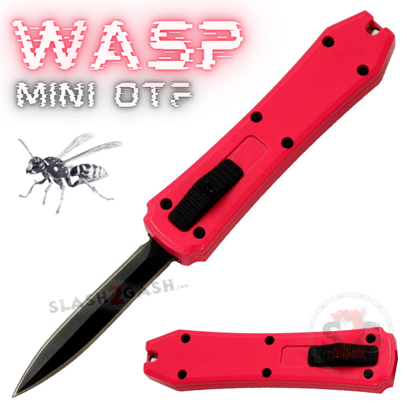 Wasp Mini OTF Knife Small Automatic Switchblade Dagger - Asst. colors Plink - Black Blade (our latest batch will be a lighter shade than pictured) Knife-OTF - Tophatter Daily Deals