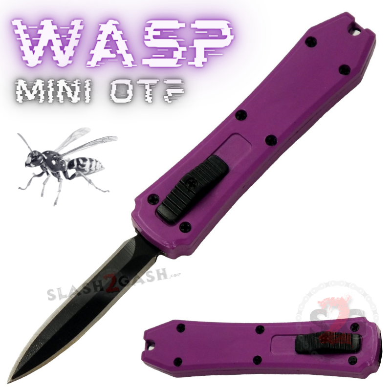 Wasp Mini OTF Knife Small Automatic Switchblade Dagger - Asst. colors Purple (Color Shade may vary) Knife-OTF - Tophatter Daily Deals