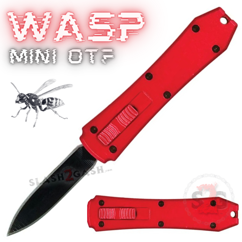 Wasp Mini OTF Knife Small Automatic Switchblade Dagger - Red Red Knife-OTF - Tophatter Daily Deals