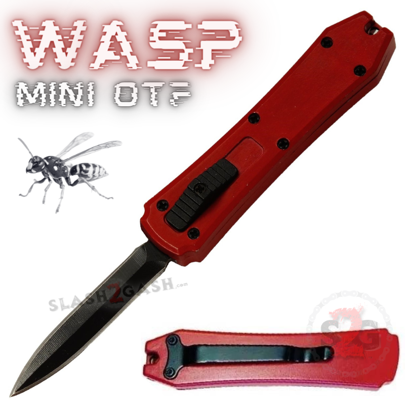 Wasp Mini OTF Knife Small Automatic Switchblade Dagger - Asst. colors Blood Red Knife-OTF - Tophatter Daily Deals