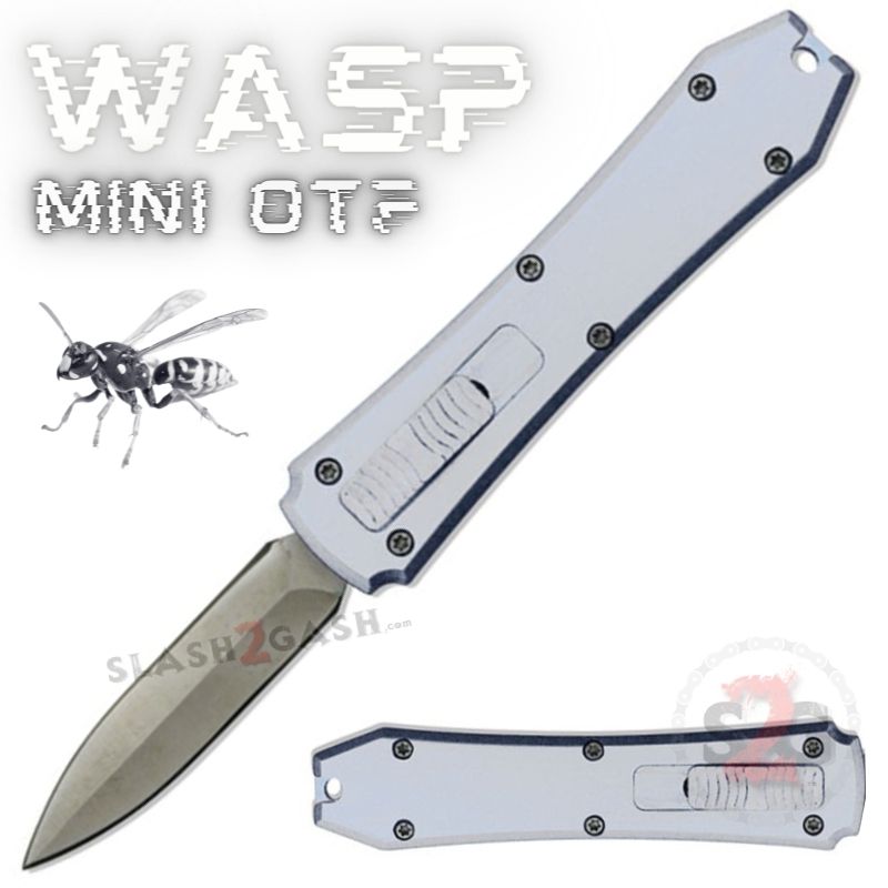 Wasp Mini OTF Knife Small Automatic Switchblade Dagger - Asst. colors Silver (no clip) Knife-OTF - Tophatter Daily Deals