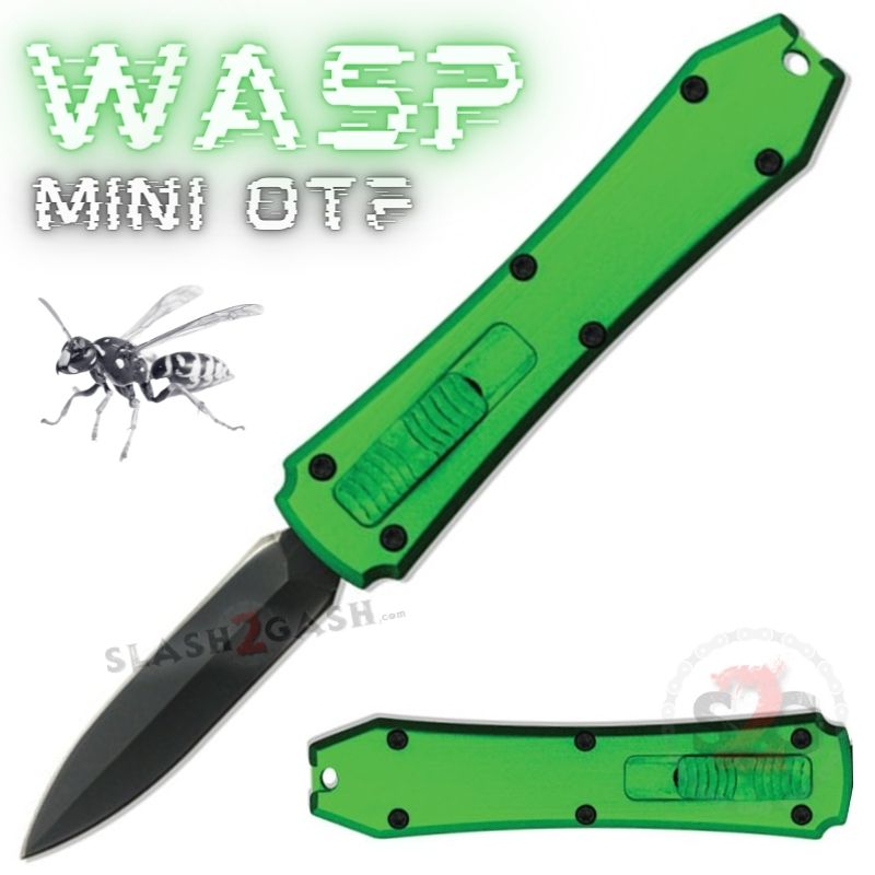 Wasp Mini OTF Knife Small Automatic Switchblade Dagger - Zombie Green Knife-OTF - Tophatter Daily Deals