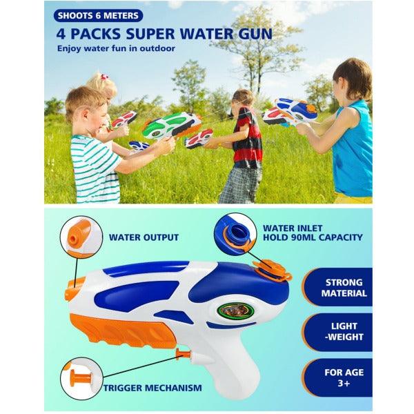 Most Powerful Water Gun UK - FOSUBOO Water Guns, 4 Pack Water Pistols for Kids Sports Toys - Tophatter Daily Deals