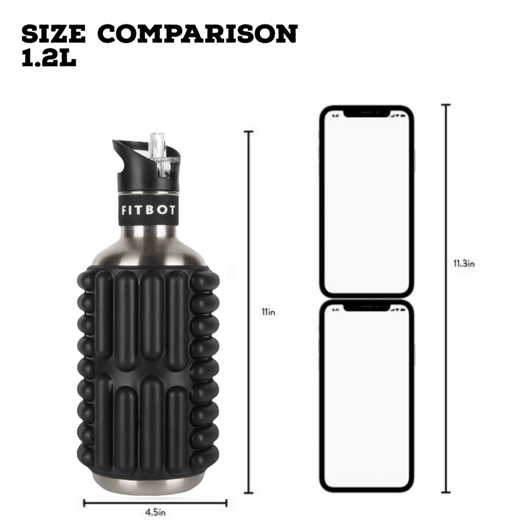 Foam Roller Water Bottle - 0.8L to 1.2L Sustainable Ecofriendly Flip Straw Roller Drink Bottle Exercise & Fitness - Tophatter Daily Deals