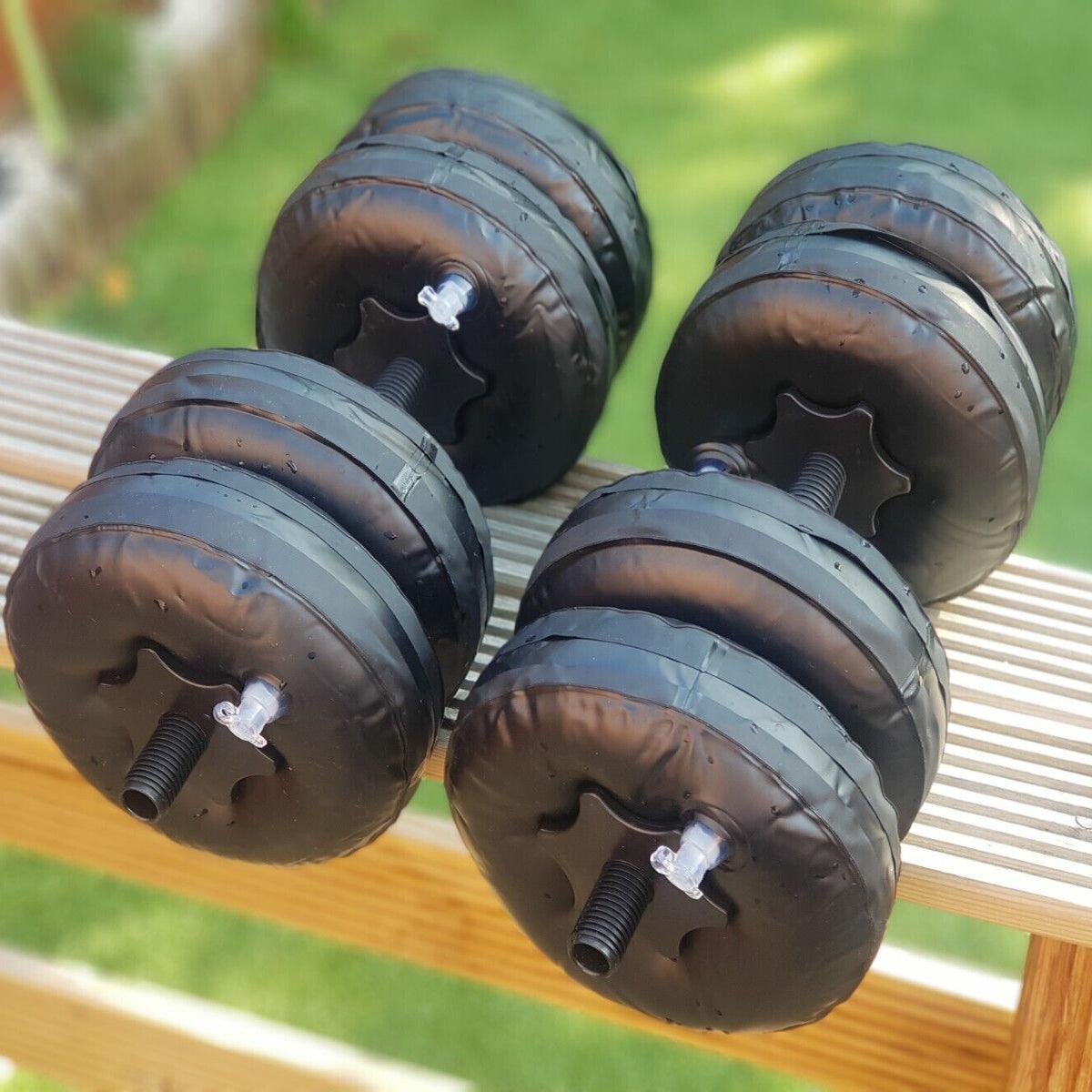 Water Dumbbells - 20-25 KG Water Filled Dumbbells Set Portable PVC Travel Dumbbeells - Tophatter Daily Deals