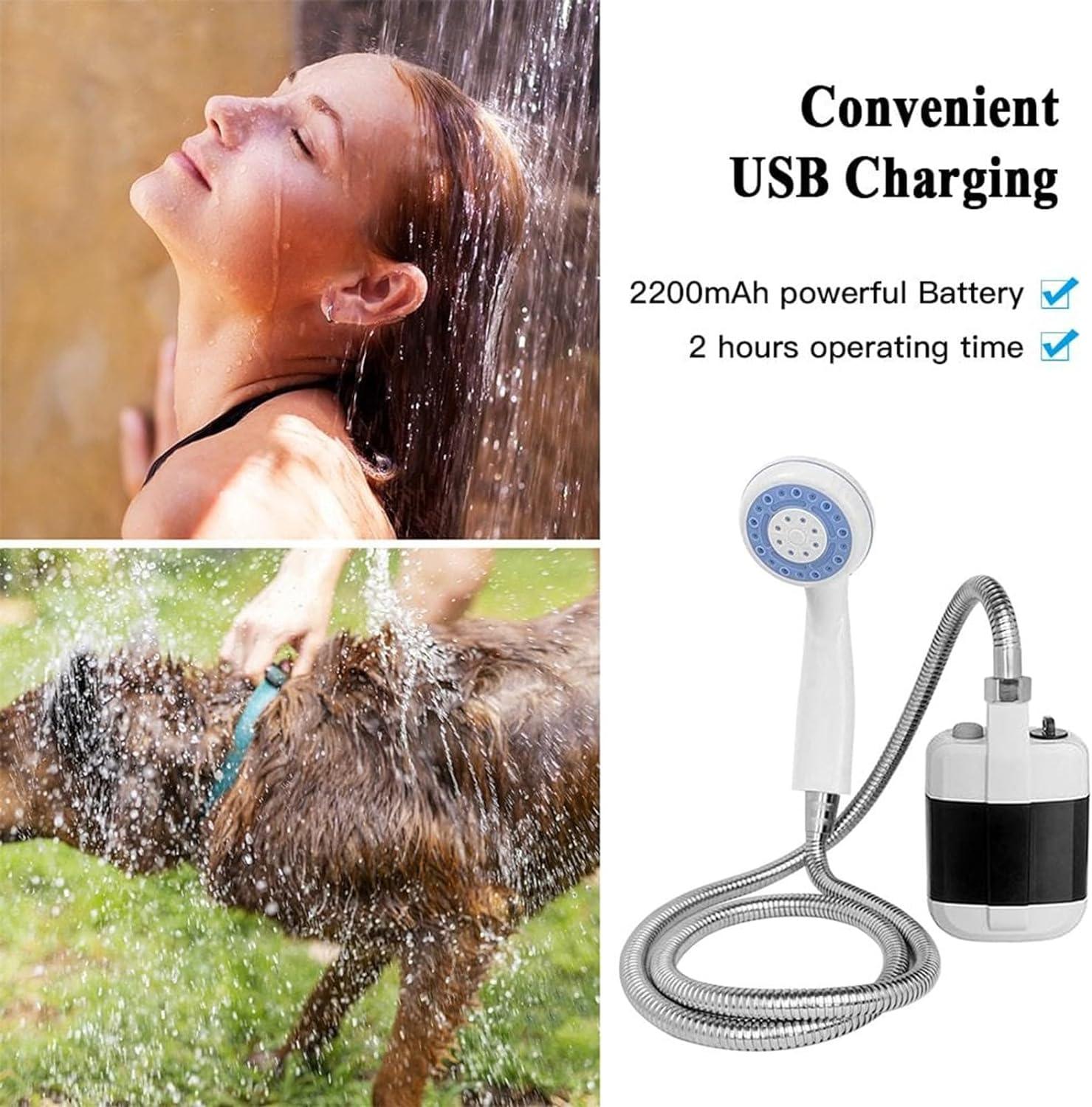 Portable Camping Shower - Outdoor Shower USB Rechargeable Shower Water Pump for Camp Hiking Personal Care - Tophatter Daily Deals