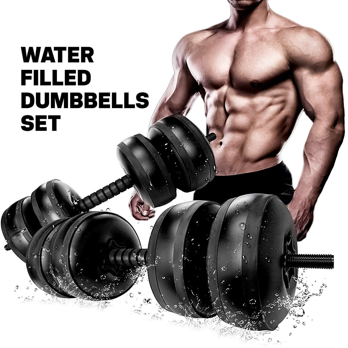 Water Dumbbells - 20-25 KG Water Filled Dumbbells Set Portable PVC Travel Dumbbeells - Tophatter Daily Deals