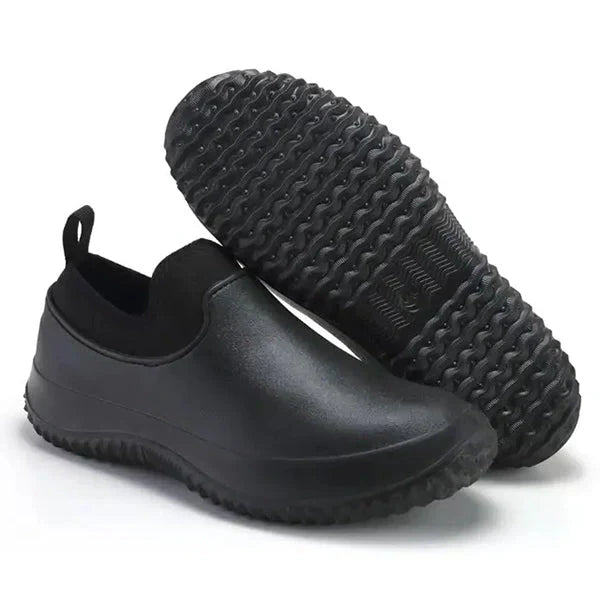 Waterproof Slip-On Work Shoes Slip Resistant Comfortable Black - Tophatter Daily Deals