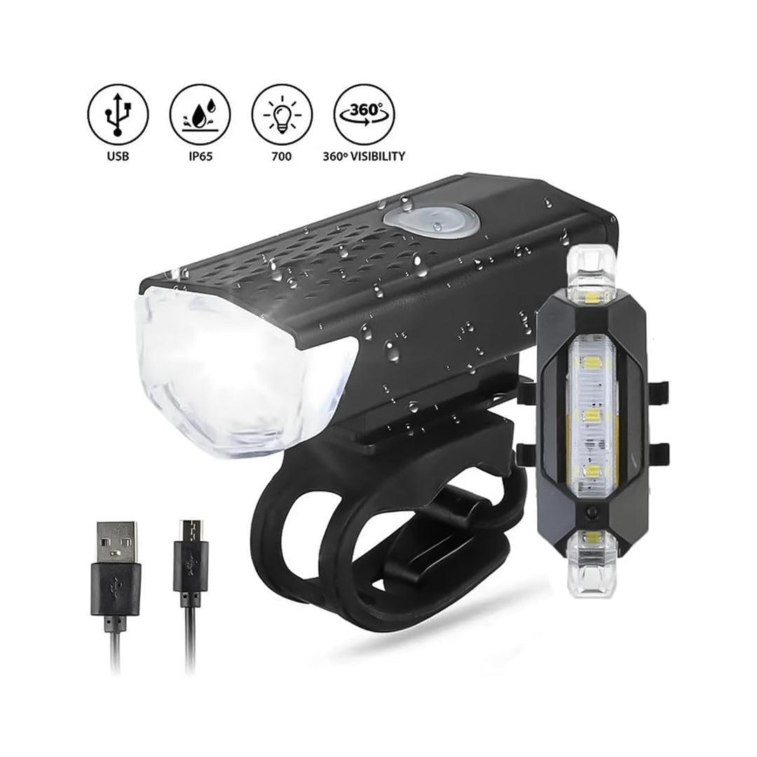 Rechargeable Cycle Lights - USB Rechargeable Bike Lights Rear Front Hazard Waterproof LED Front & Rear Light Cycling - Tophatter Daily Deals