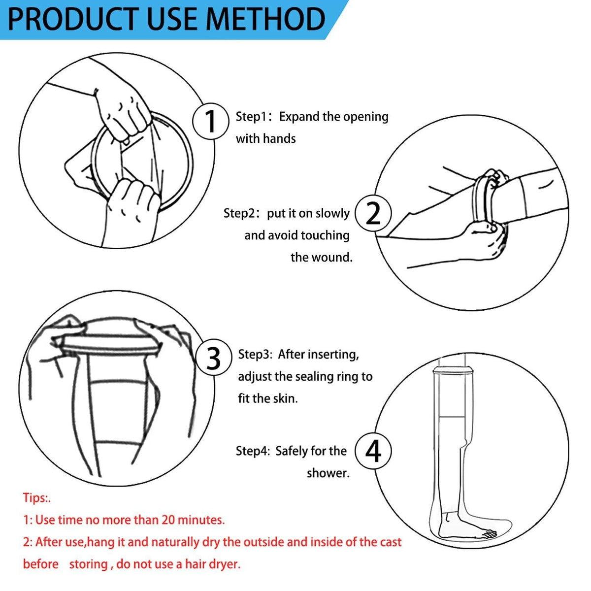 Waterproof Cast Cover Leg - Half Leg Cast Protector Cover for Shower Foot Protector Bandage Personal Care - Tophatter Daily Deals