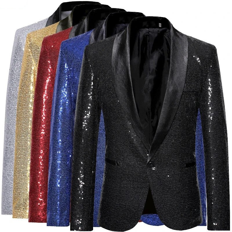 Waterproof men’s blazer jacket – fleece-lined, shiny gold sequin, for formal and casual occasions Men's Blazers - Tophatter Daily Deals