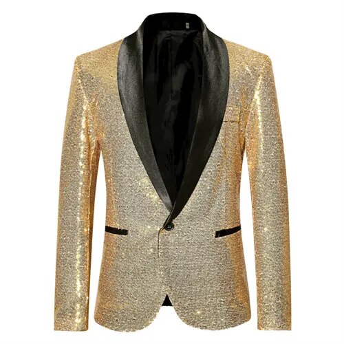 Waterproof men’s blazer jacket – fleece-lined, shiny gold sequin, for formal and casual occasions Gold Men's Blazers - Tophatter Daily Deals