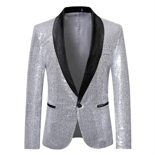 Waterproof men’s blazer jacket – fleece-lined, shiny gold sequin, for formal and casual occasions Silver Men's Blazers - Tophatter Daily Deals
