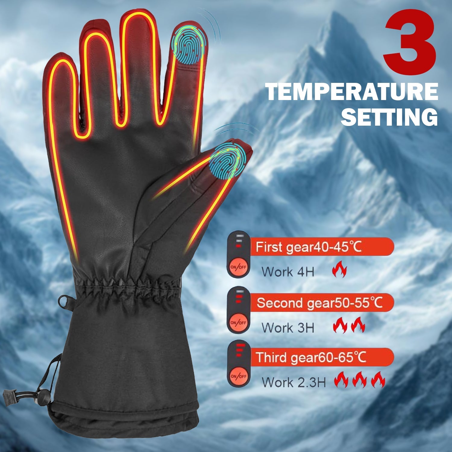Rechargeable Heated Gloves - 6000mAh Electric Thermal Non-Slip Touch Screen Winter Gloves Rechargeable heated gloves - Tophatter Daily Deals