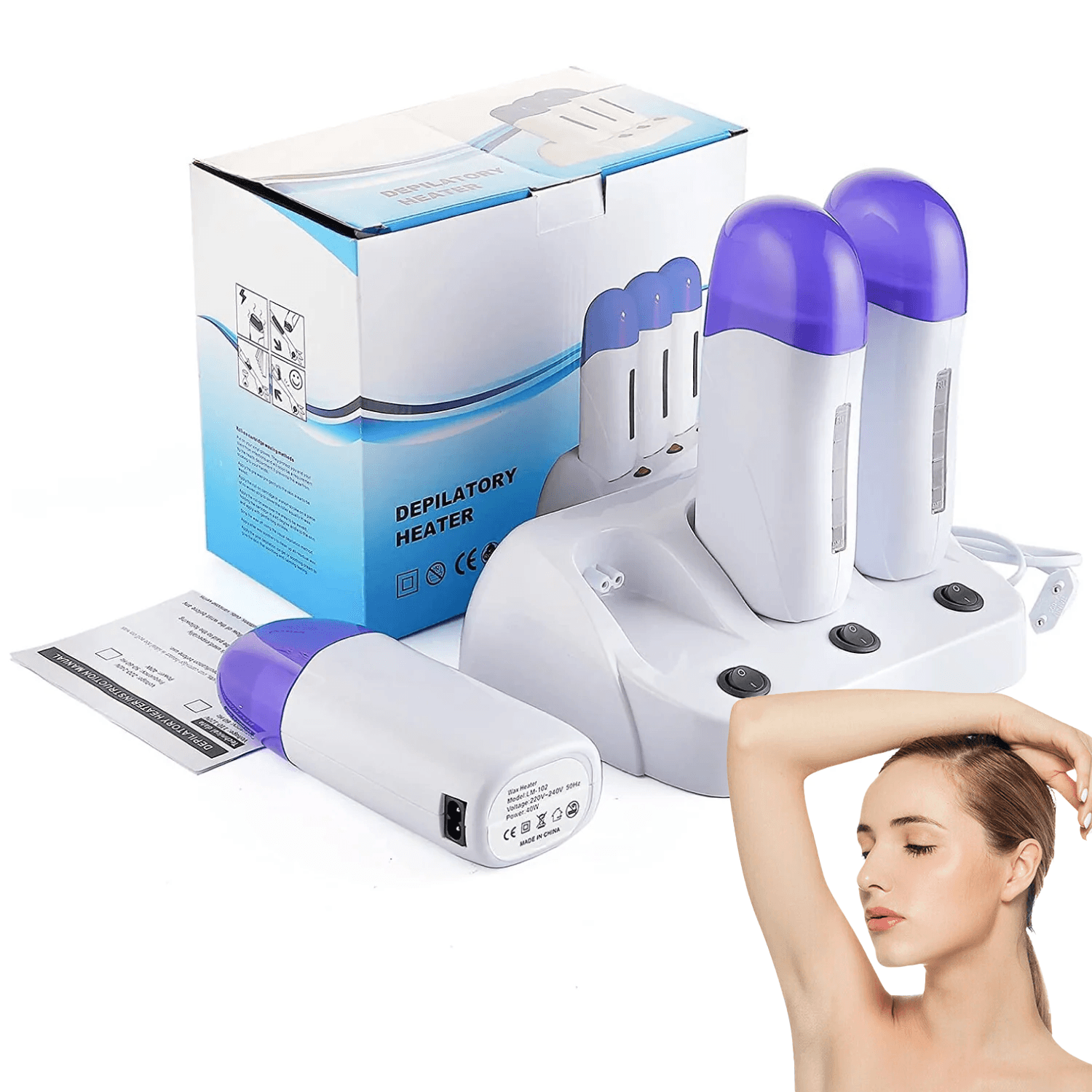 Waxing Roller Machine - Electric Wax Roller Heater Depilatory Roll On Wax Brazilian Waxing Warmer for Women Men, Safe Painless, UK Plug Health & Beauty - Tophatter Daily Deals