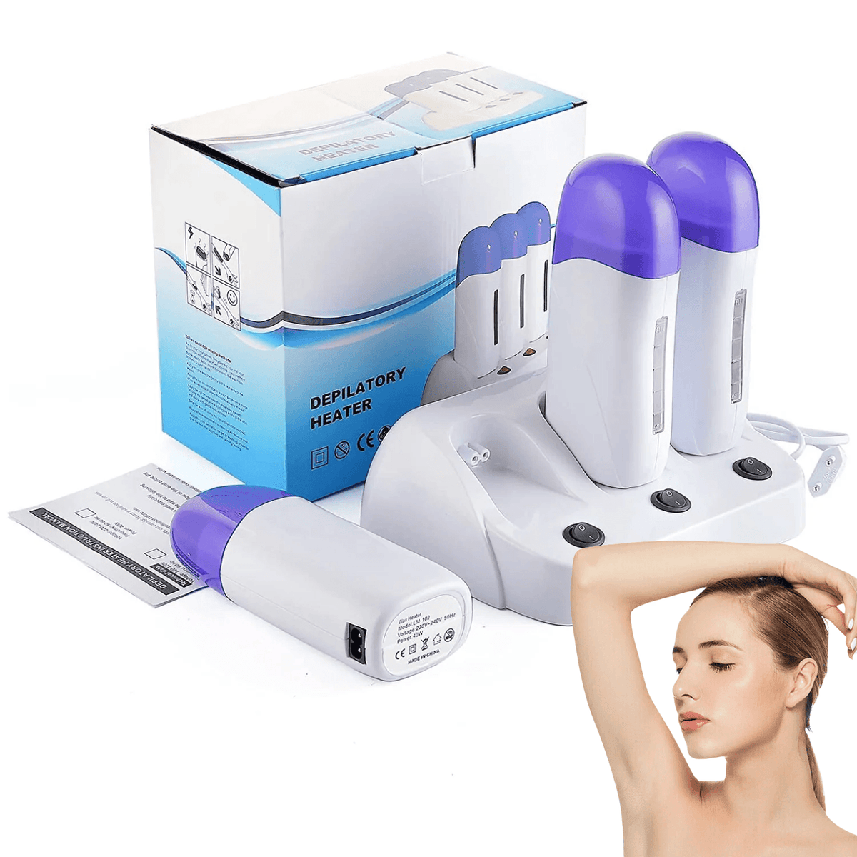 Waxing Roller Machine - Electric Wax Roller Heater Depilatory Roll On Wax Brazilian Waxing Warmer for Women Men, Safe Painless, UK Plug Health & Beauty - Tophatter Daily Deals