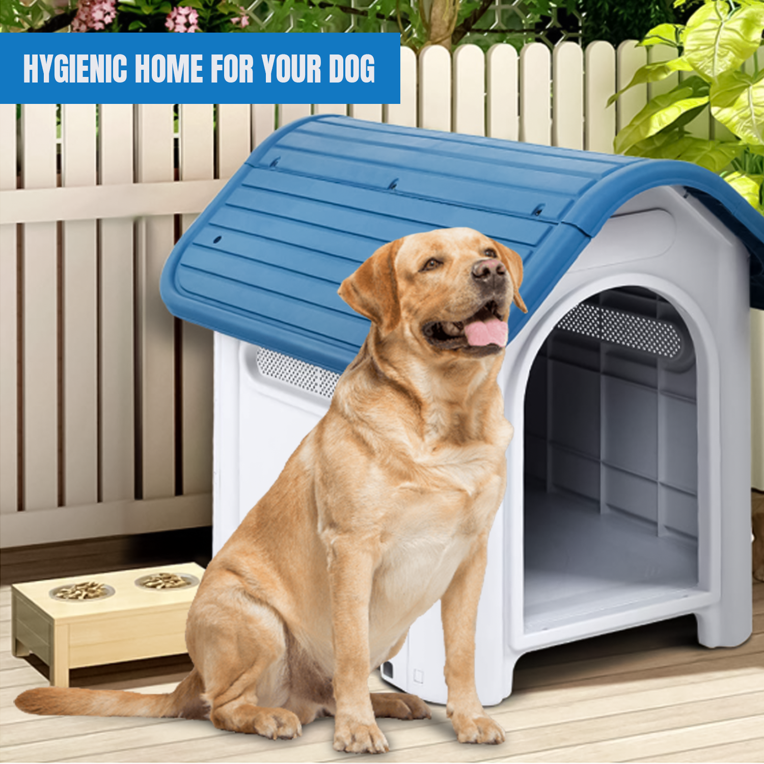 Plastic Dog Kennel – Weatherproof Outdoor Pet House for Small, Medium, and Large Dogs pet - Tophatter Daily Deals