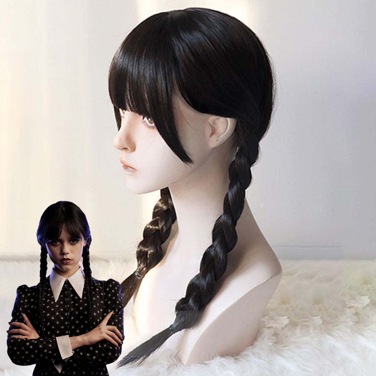 Wednesday The Addams Family (2022 TV Series) Wednesday Black Cosplay Wig Wig - Tophatter Daily Deals