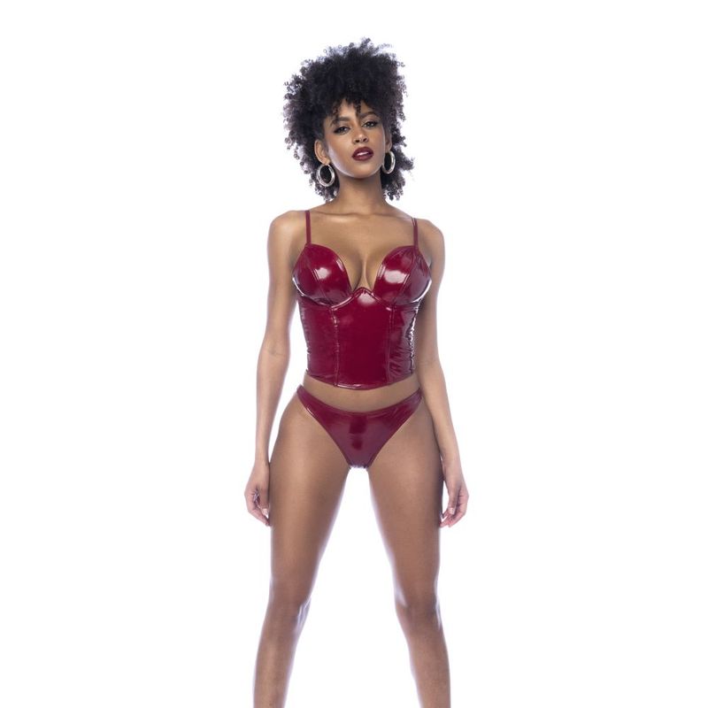 Wet Look Vinyl Two Piece Set in Glossy Wine > Clothes > Womens Latex - Tophatter Daily Deals