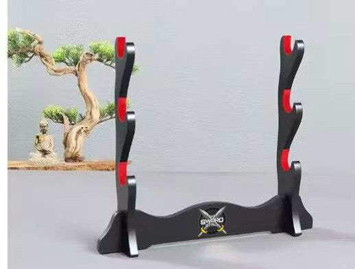 The Sword Stall Triple Display Stand (Velvet Lined) Sword Display Stand - Tophatter Daily Deals