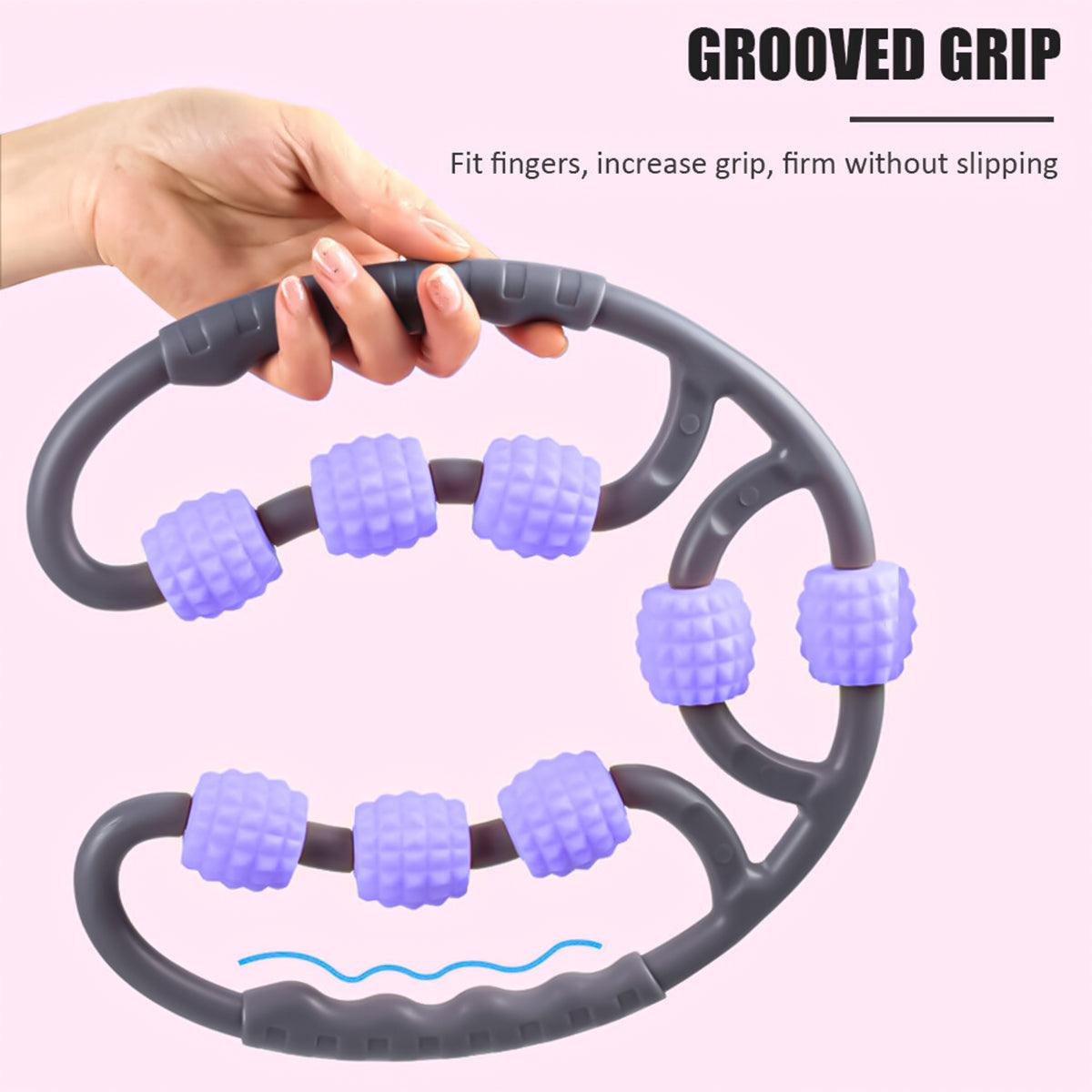 Hand Roller for Muscles - Yoga Massage Roller 8 Wheels Trigger Point for Arm Leg Neck Muscle Exercise & Fitness - Tophatter Daily Deals