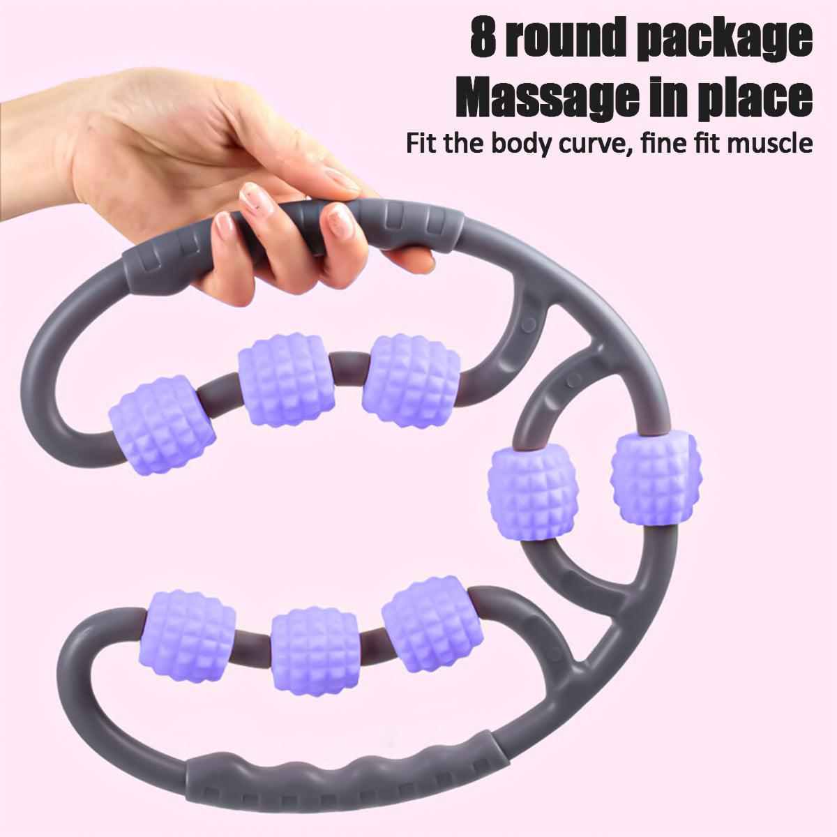 Hand Roller for Muscles - Yoga Massage Roller 8 Wheels Trigger Point for Arm Leg Neck Muscle Exercise & Fitness - Tophatter Daily Deals