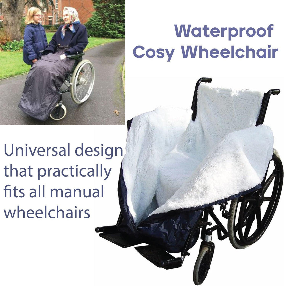Waterproof Wheelchair Blanket - Mobility Scooter Cover Full Weather Protection Navy Cosy Aidapt Personal Care - Tophatter Daily Deals