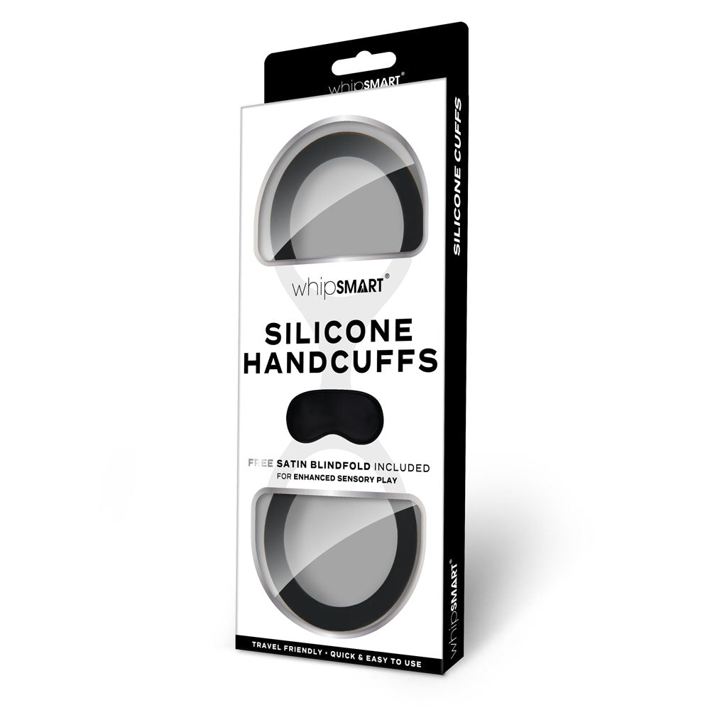 WhipSmart Silicone Handcuffs - Black with Free Blindfold - 19 cm > Bondage Gear > Handcuffs - Tophatter Daily Deals