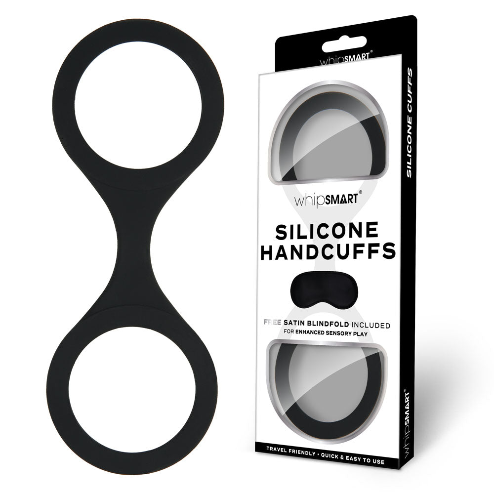 WhipSmart Silicone Handcuffs - Black with Free Blindfold - 19 cm > Bondage Gear > Handcuffs - Tophatter Daily Deals