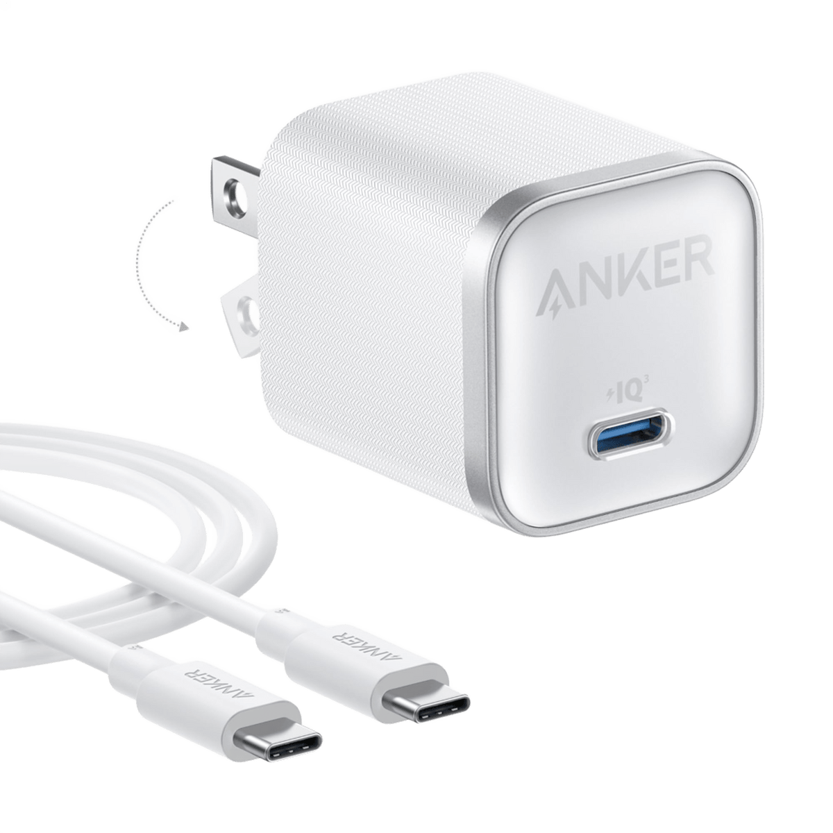 Anker Nano Charger (45W) with USB-C to USB-C Cable Aurora White Batteries & Power Accessories - Tophatter Daily Deals