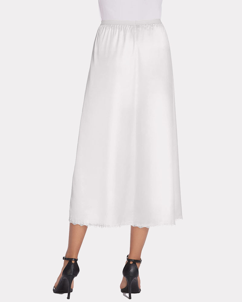 Satin Half Slip Lace Long Underskirt (DE Only) Lingeries-mini skirts - Tophatter Daily Deals