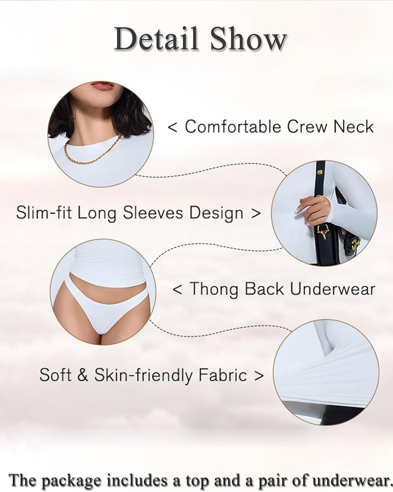 Double Lined Basic Y2K Top with Underwear Shaperwear-bodysuit - Tophatter Daily Deals