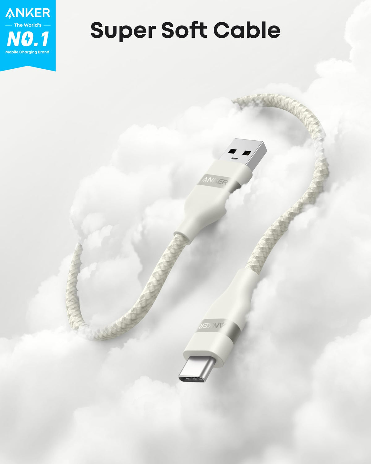 Anker USB-A to USB-C Cable (3 ft / 6 ft, Upcycled-Braided) Batteries & Power Accessories - Tophatter Daily Deals