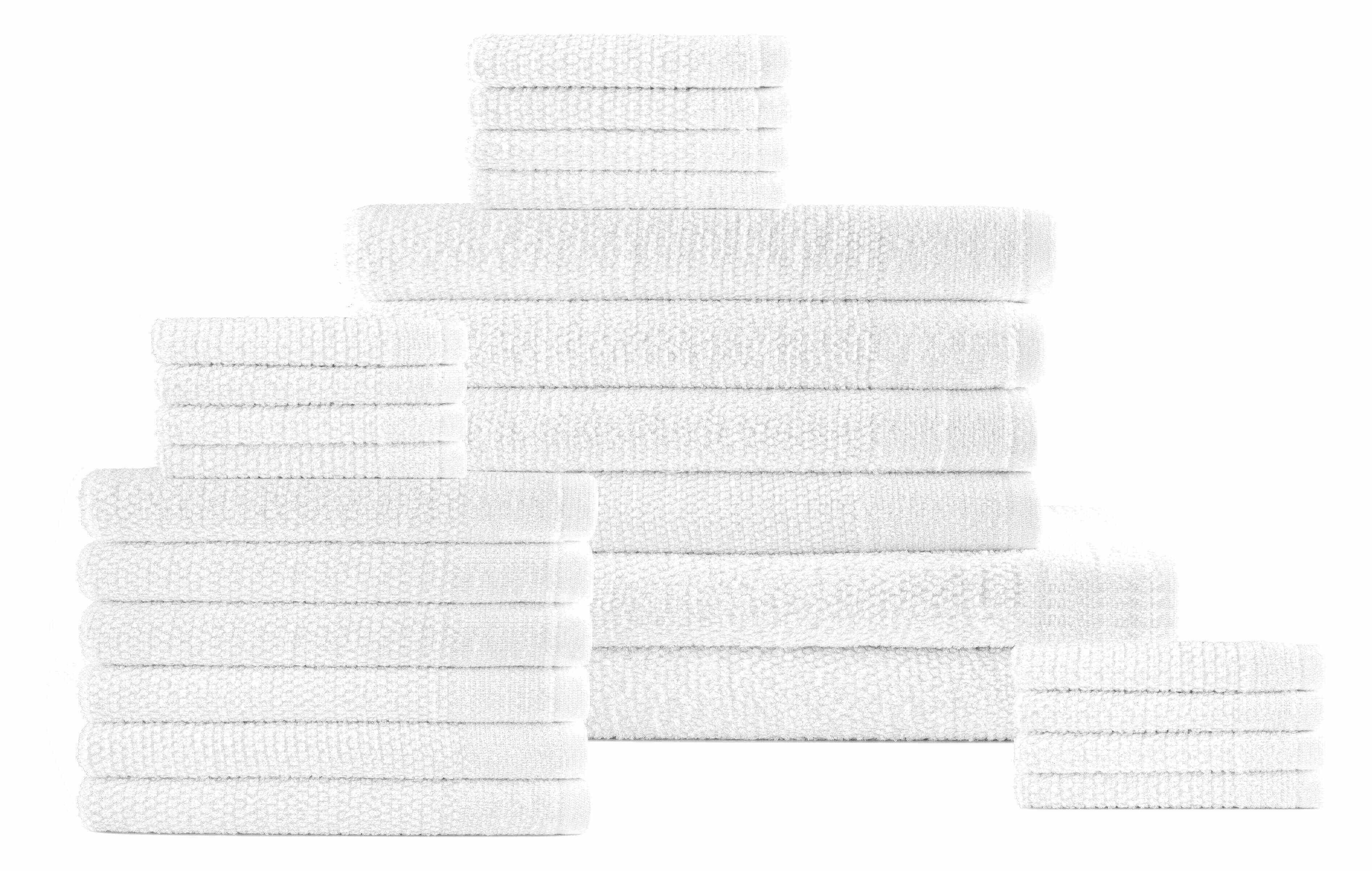 Dan River 24 Piece Popcorn Cotton Bath Towel Set White Bath Towel - Tophatter Daily Deals