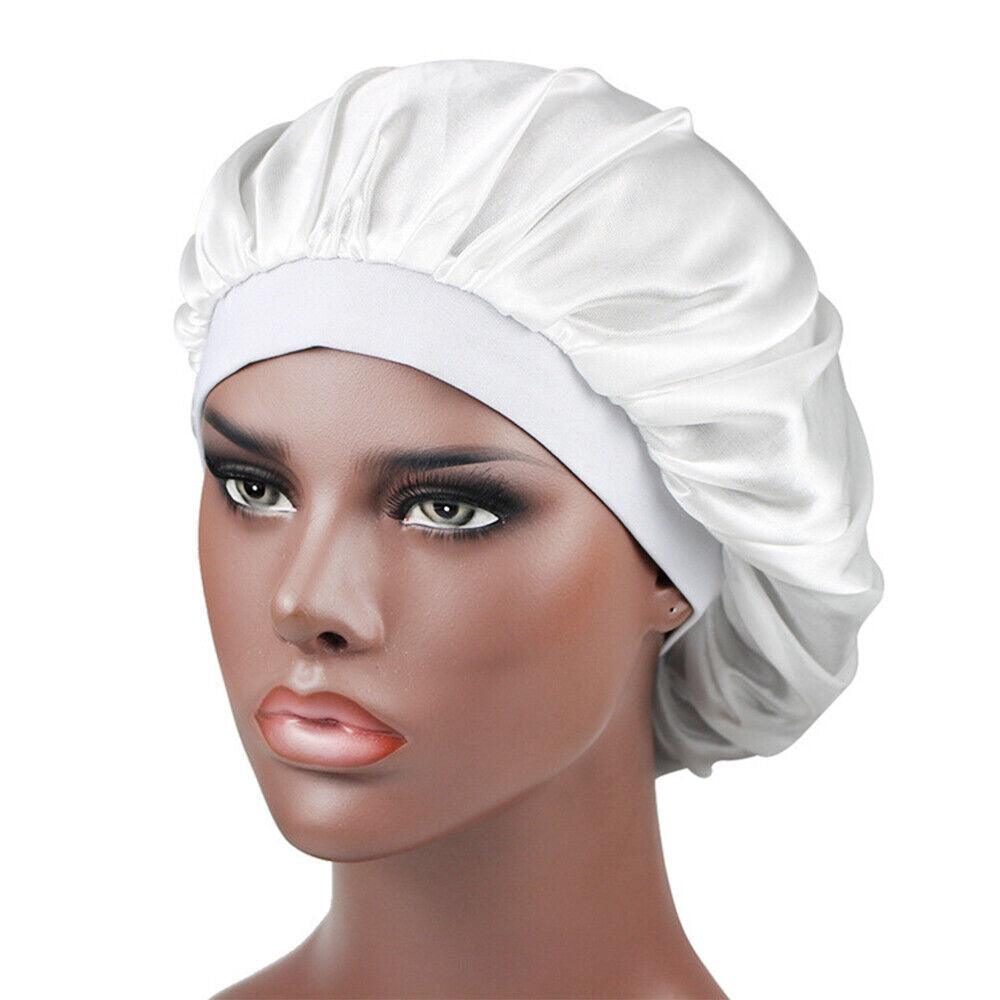 Hair Wraps for Sleeping - Bonnet Cap Long Hair Care Hat Woman Silk Satin Protection Night Head Turban Wrap White Hair Care - Tophatter Daily Deals