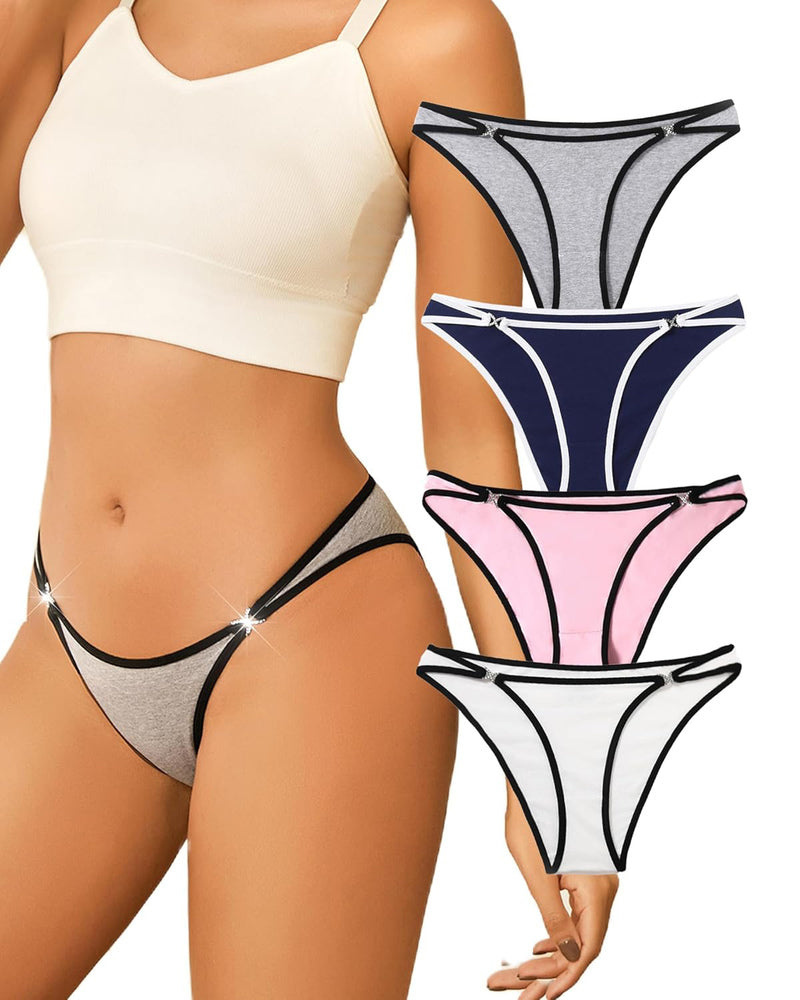 Cotton Panties Low Rise Hipster 4 Pcs-5 Lingeries-panties - Tophatter Daily Deals