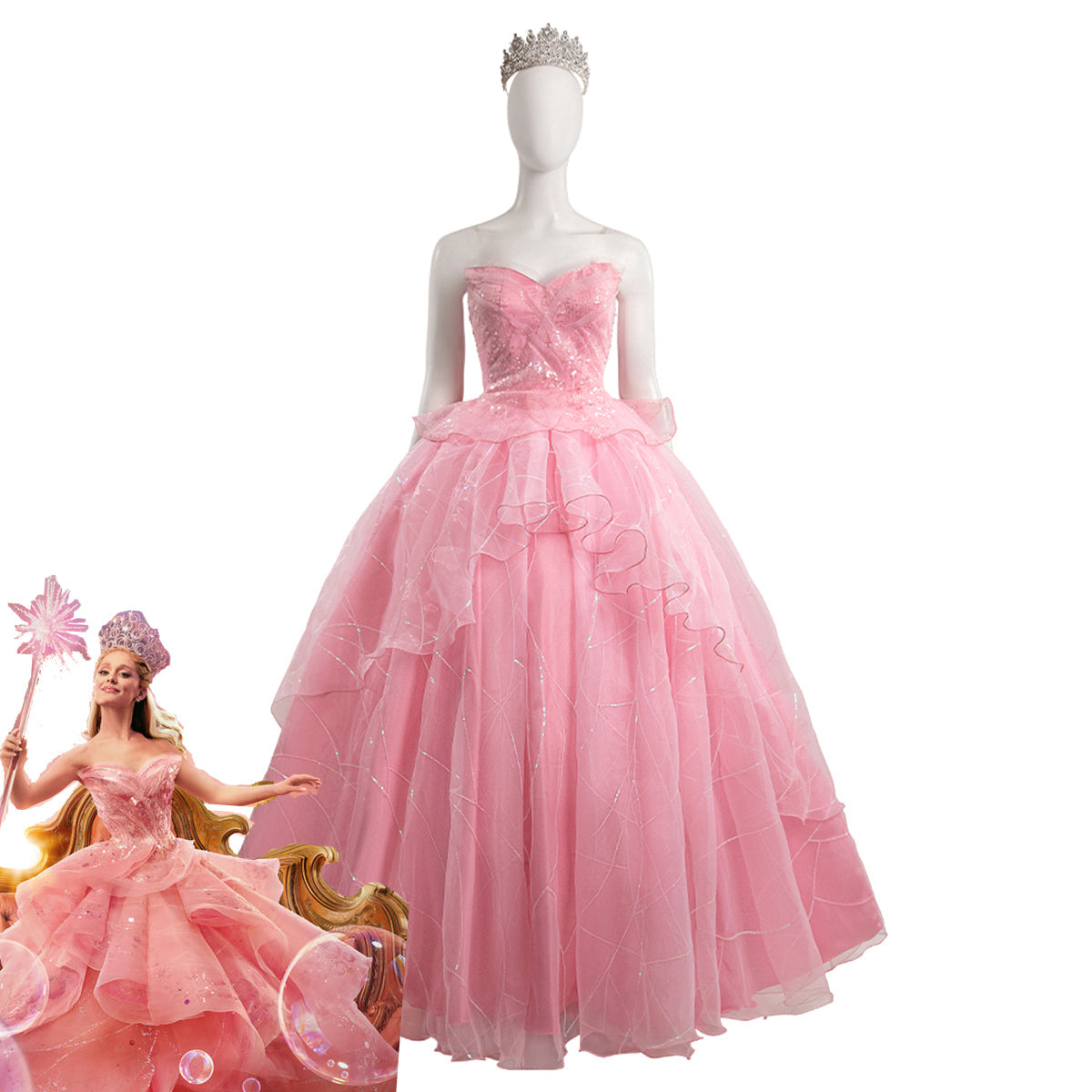 Wicked (2024) Glinda Pink Dress Cosplay Costume Costume - Tophatter Daily Deals