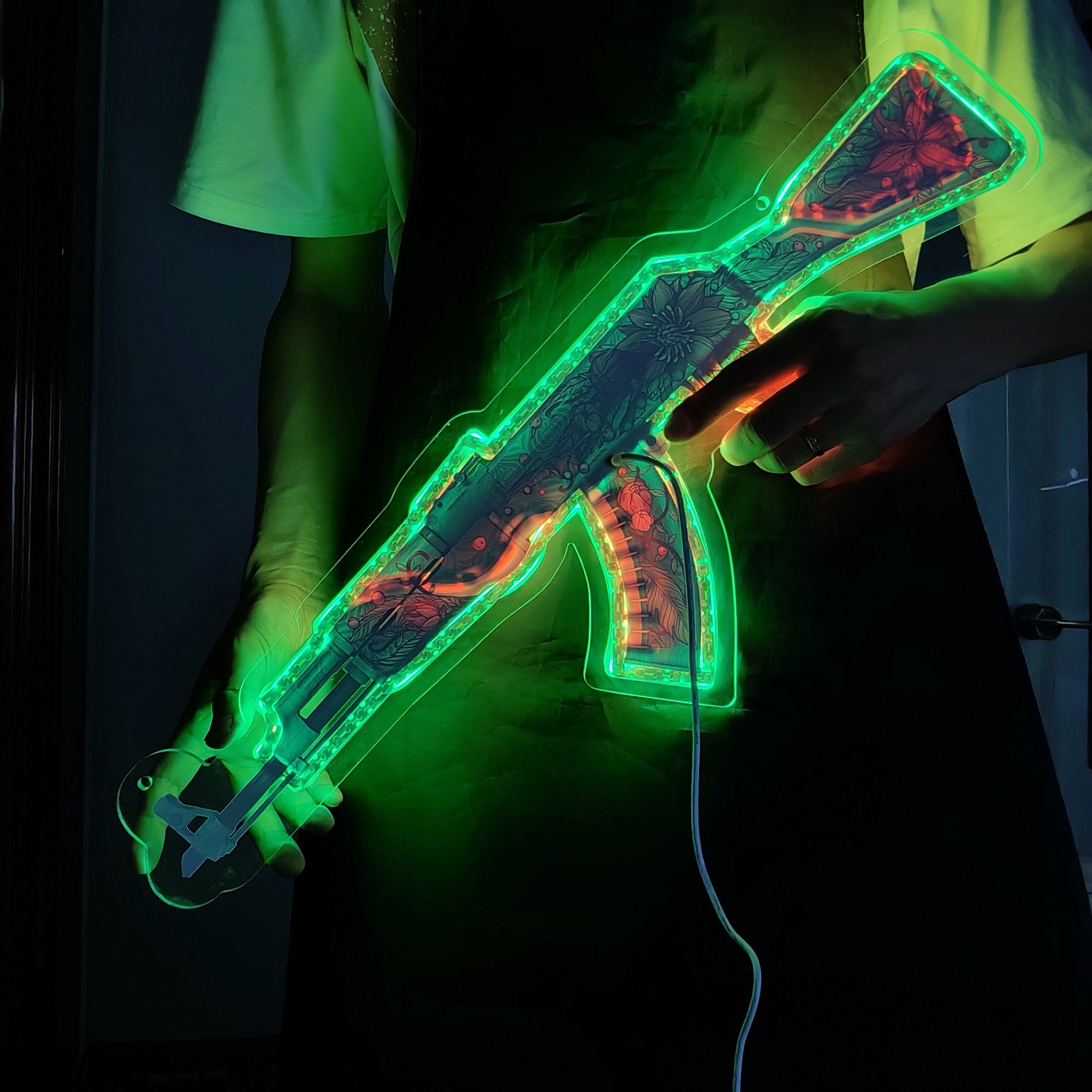 AK47 Wild Lotus 3D Colorful Neon Light Wall Sign Decor - Tophatter Daily Deals