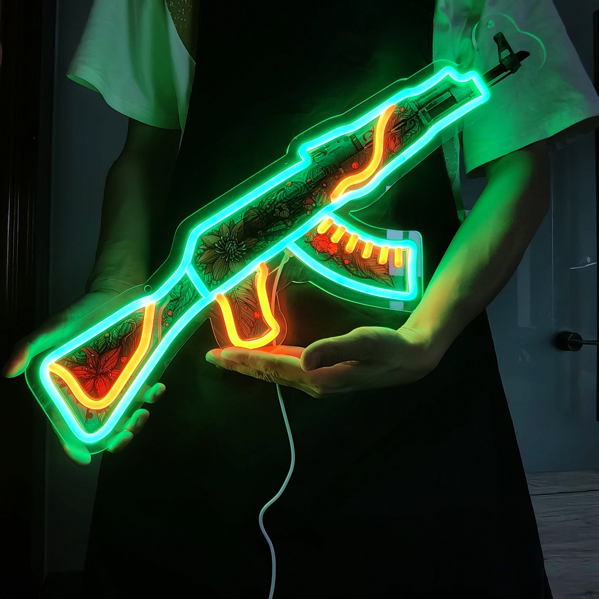 AK47 Wild Lotus 3D Colorful Neon Light Wall Sign Decor - Tophatter Daily Deals