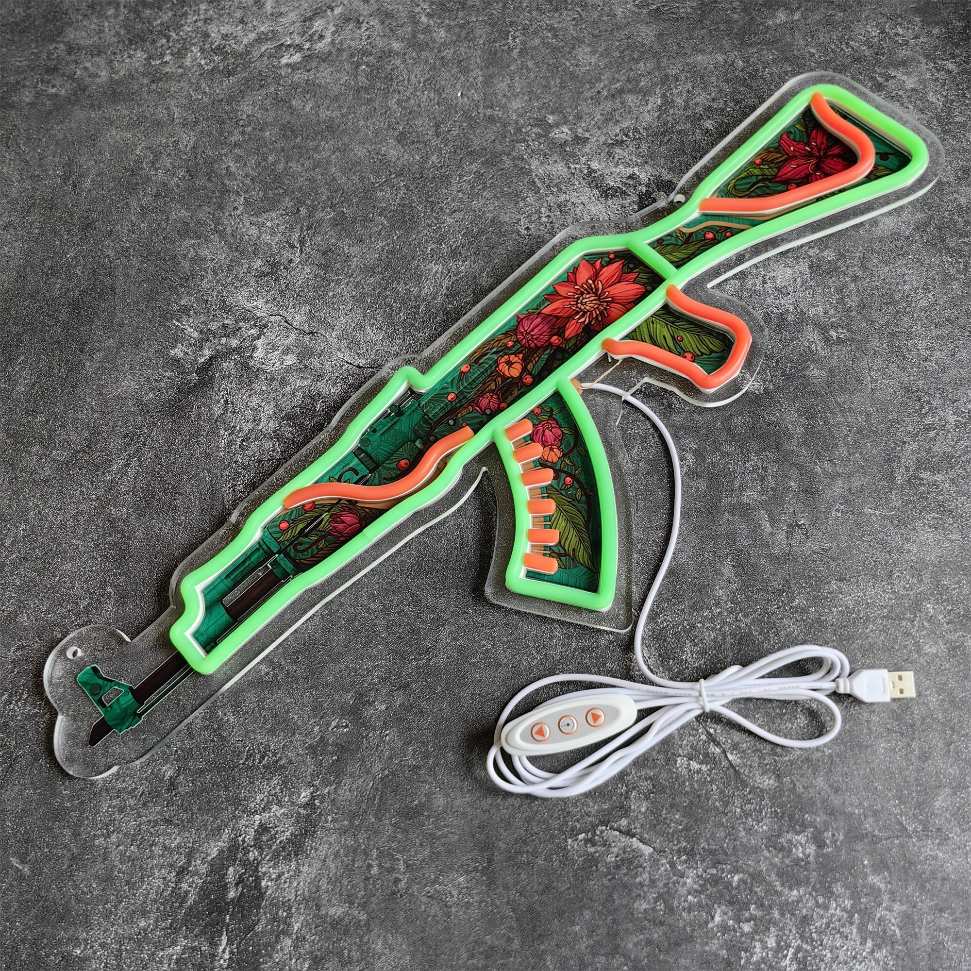 AK47 Wild Lotus 3D Colorful Neon Light Wall Sign Decor - Tophatter Daily Deals