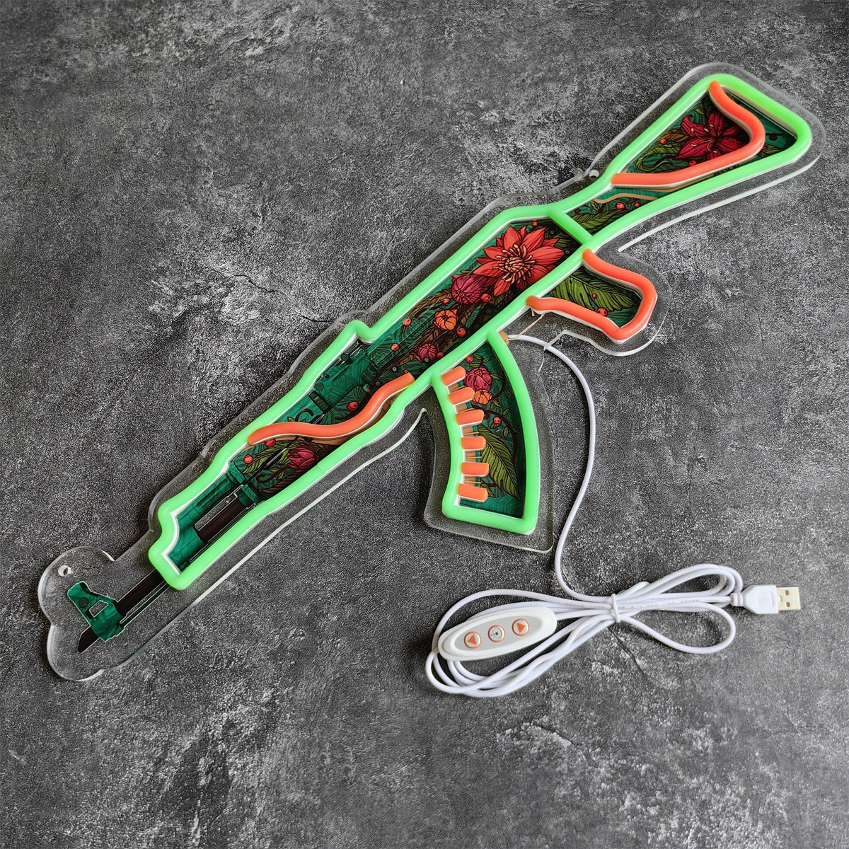 AK47 Wild Lotus 3D Colorful Neon Light Wall Sign Decor - Tophatter Daily Deals