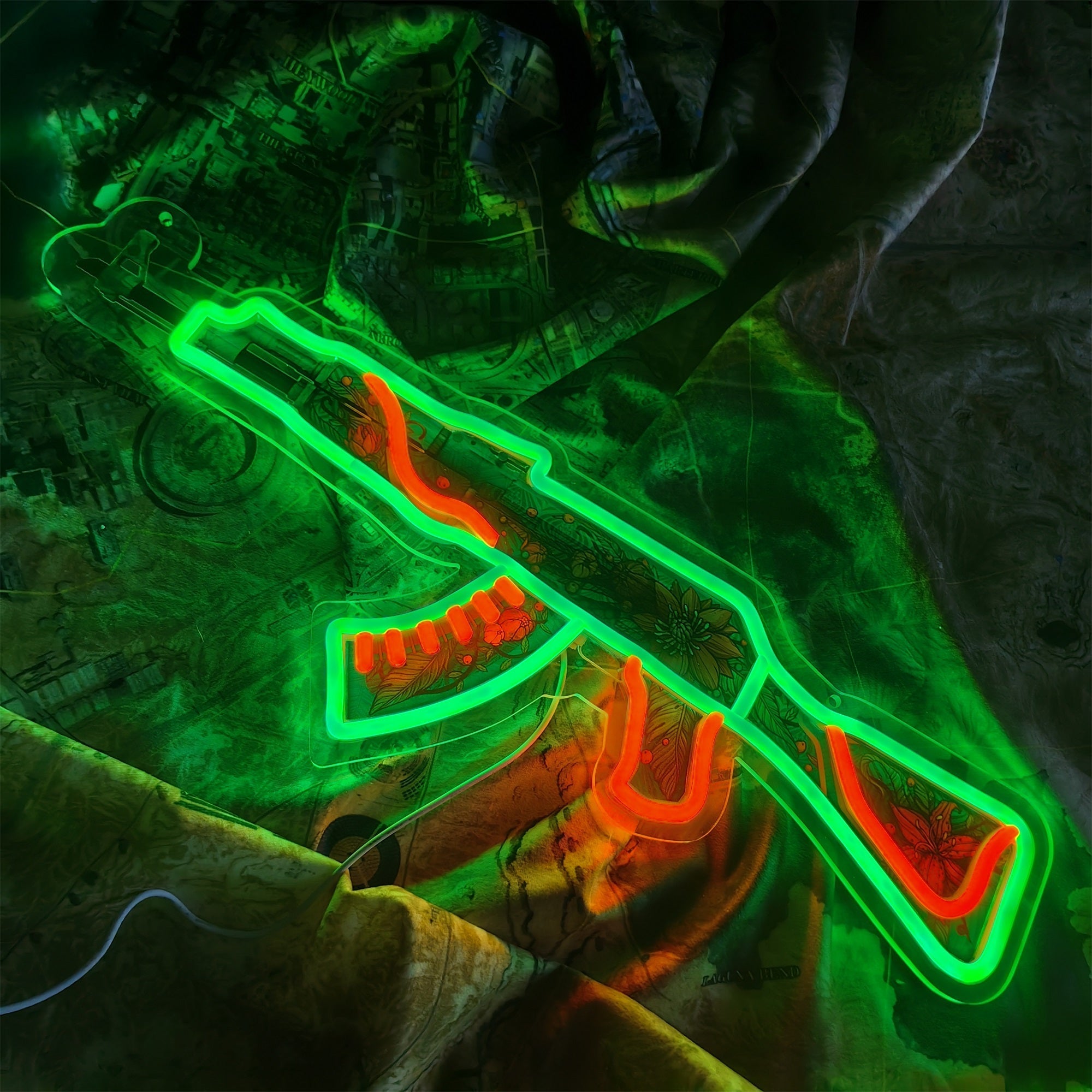 AK47 Wild Lotus 3D Colorful Neon Light Wall Sign Decor - Tophatter Daily Deals
