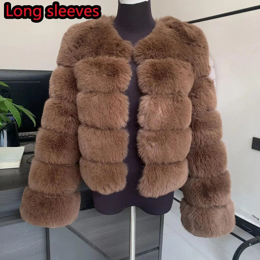Winter coat for faux fur coat women new outerwear Fox fur short coat Fake fur jacket furry fluffy jacket luxury woman fur Fake - Tophatter Daily Deals