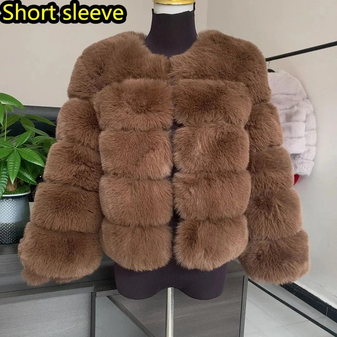 Winter coat for faux fur coat women new outerwear Fox fur short coat Fake fur jacket furry fluffy jacket luxury woman fur Fake - Tophatter Daily Deals