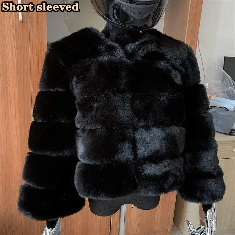 Winter coat for faux fur coat women new outerwear Fox fur short coat Fake fur jacket furry fluffy jacket luxury woman fur Fake - Tophatter Daily Deals