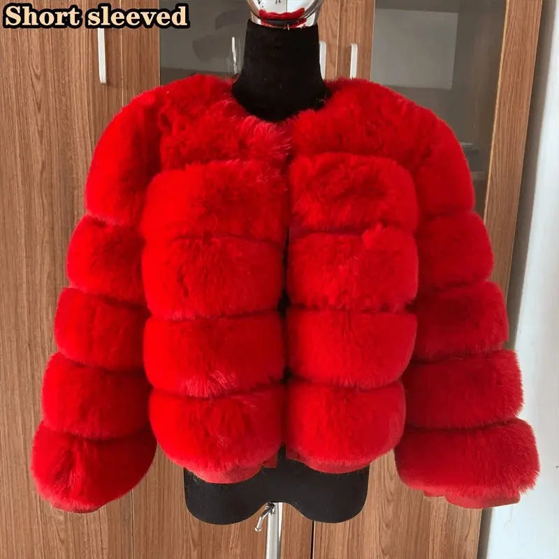 Winter coat for faux fur coat women new outerwear Fox fur short coat Fake fur jacket furry fluffy jacket luxury woman fur Fake - Tophatter Daily Deals